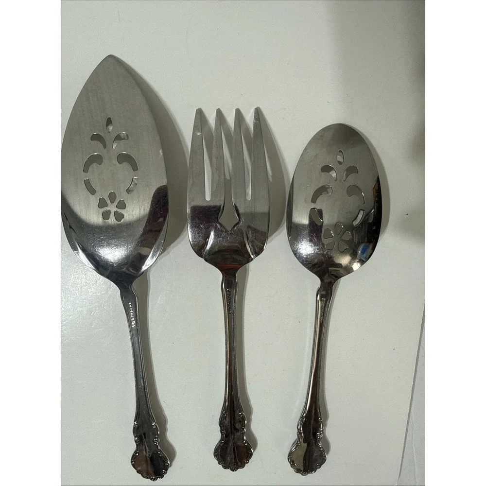Oneida Community TENNYSON Stainless Heirloom Glossy Silverware 3 Pcs Retired LOT